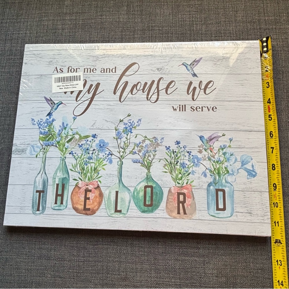NWT Wall Decor With Frame: The Lord “As For Me and My House We Will Serve”